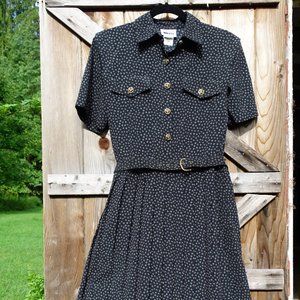 Vintage short sleeve dress tiny print sz small